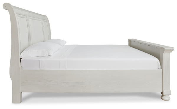 Robbinsdale - King Rails with Roll Slats - Antique White — Robbinsdale King Sleigh Bed