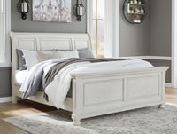 Robbinsdale - King Rails with Roll Slats - Antique White — Robbinsdale King Sleigh Bed