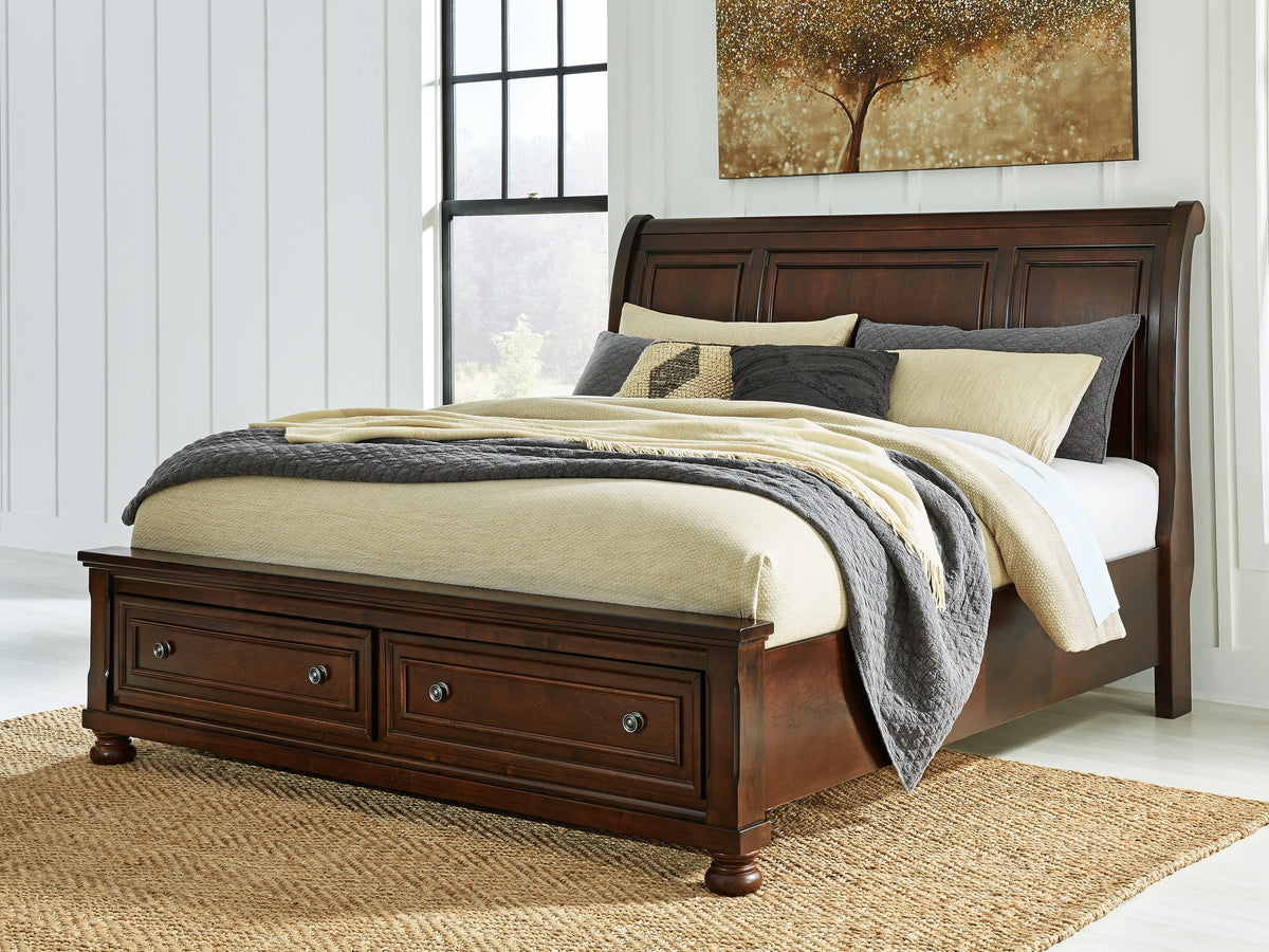 Porter Rustic Brown Queen Storage Footboard — Porter Queen Sleigh Storage Bed