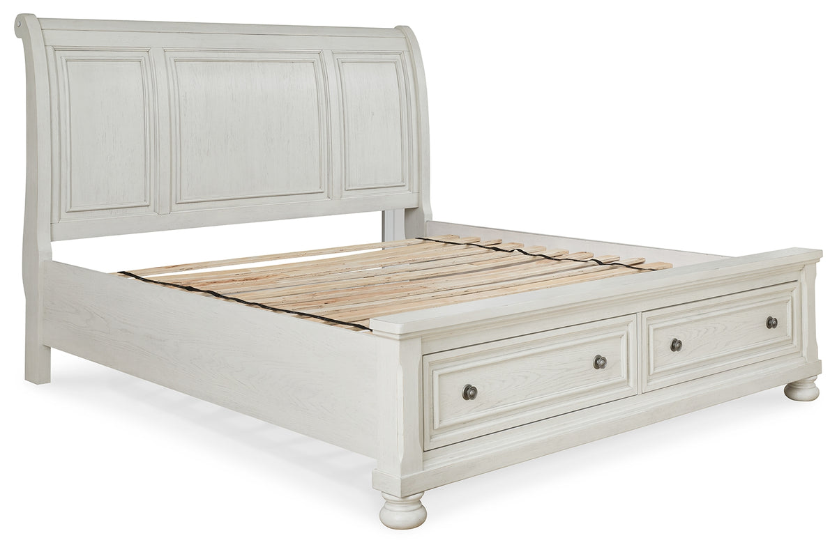 Robbinsdale Antique White Queen Sleigh Storage Bedroom Set