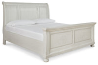 Robbinsdale - King Rails with Roll Slats - Antique White — Robbinsdale King Sleigh Bed