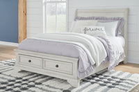 Robbinsdale - Queen Rails with Roll Slats - Antique White — Robbinsdale Queen Sleigh Bed