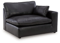 Emilia Black Leather 3pc Modular Sectional Sofa