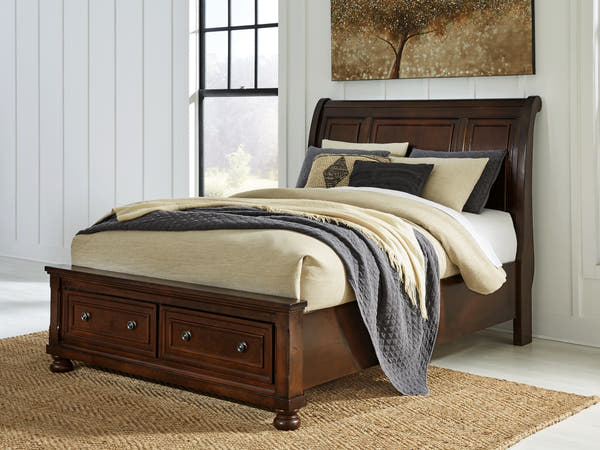 Porter Rustic Brown Queen Storage Footboard — Porter Queen Sleigh Storage Bed