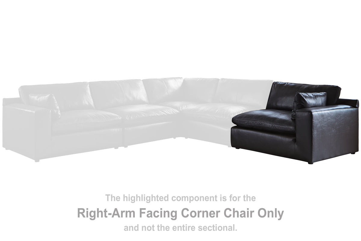 Emilia Black Leather 3pc Modular Sectional Sofa