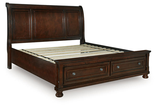 Porter Rustic Brown Queen Storage Footboard — Porter Queen Sleigh Storage Bed