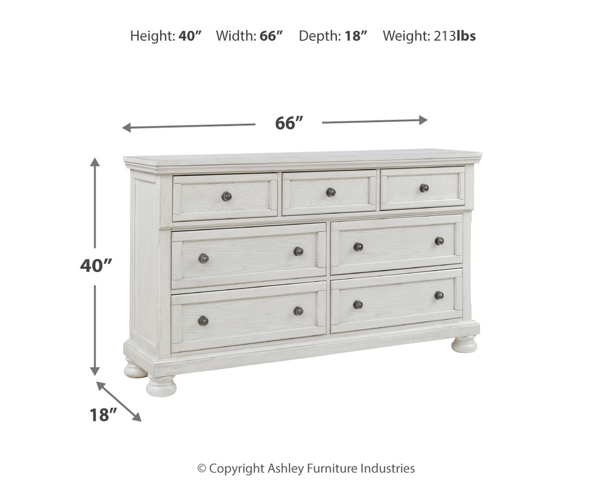 Robbinsdale Antique White Dresser, Mirror and Nightstand Set