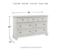 Robbinsdale Antique White Dresser, Mirror and Nightstand Set