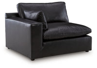 Emilia Black Leather 3pc Modular Sectional Sofa