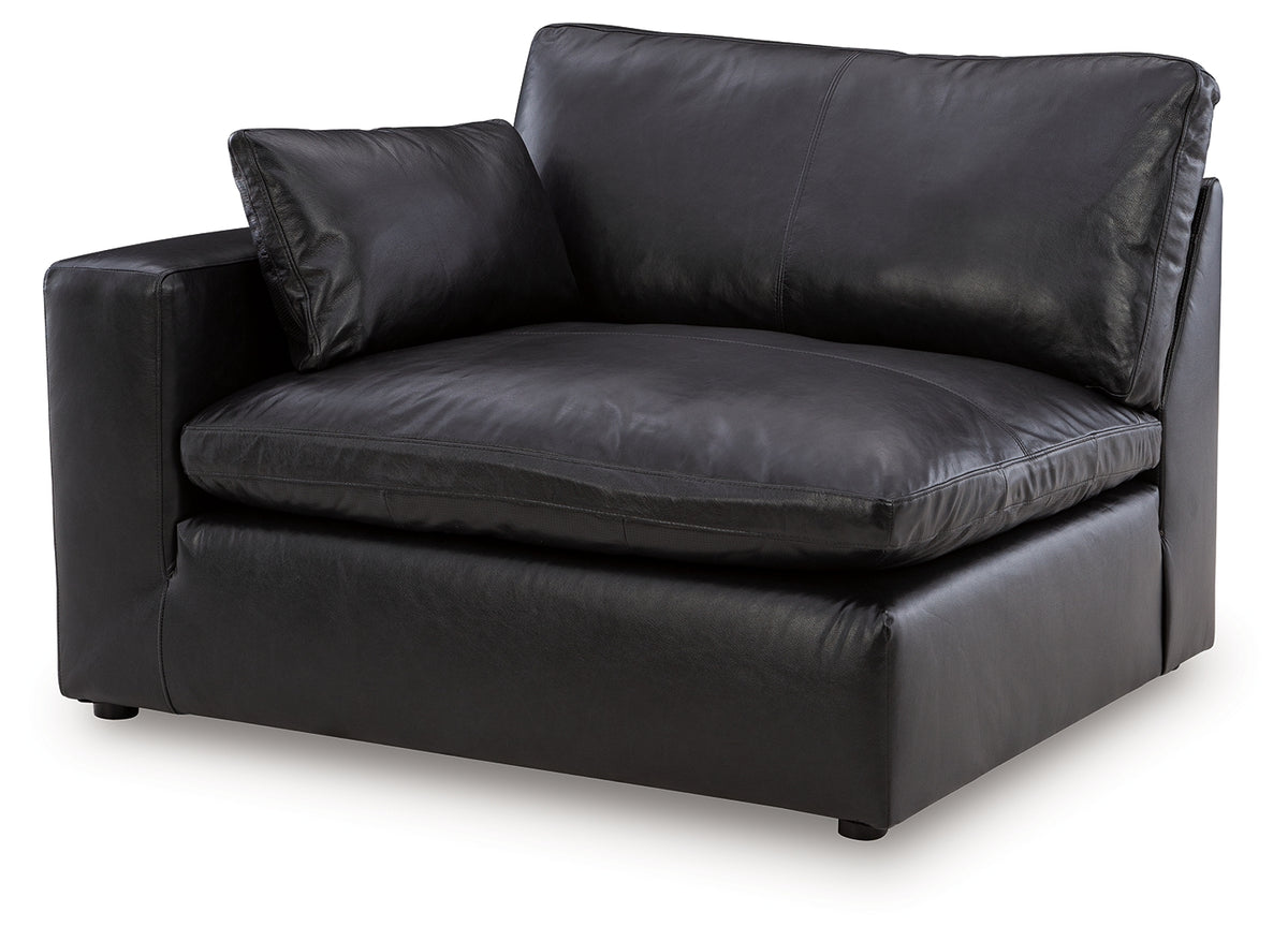 Emilia Black Leather 2pc Modular Sectional Loveseat