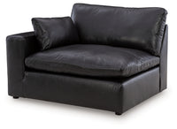 Emilia Black Leather 2pc Modular Sectional Loveseat