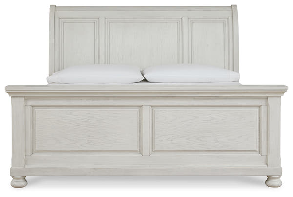 Robbinsdale - King Rails with Roll Slats - Antique White — Robbinsdale King Sleigh Bed