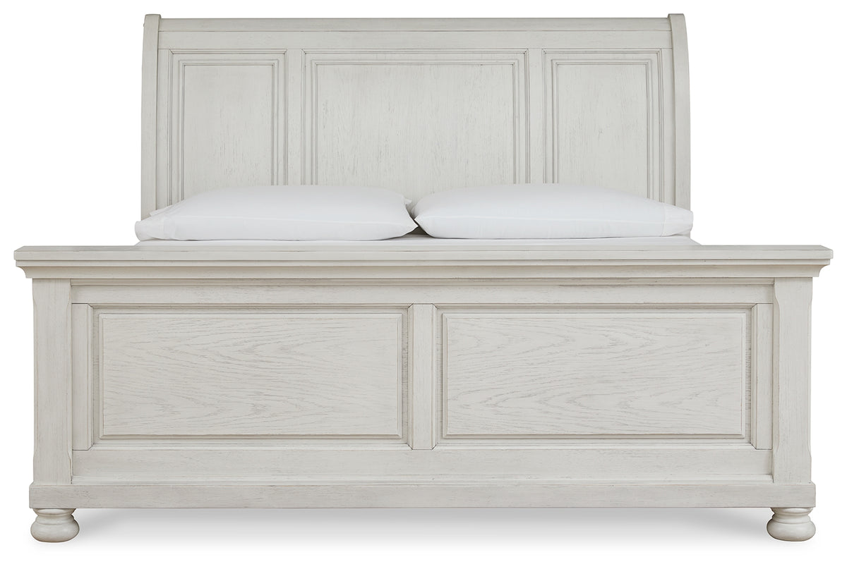 Robbinsdale - King Rails with Roll Slats - Antique White — Robbinsdale King Sleigh Bed