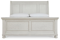 Robbinsdale - King Rails with Roll Slats - Antique White — Robbinsdale King Sleigh Bed